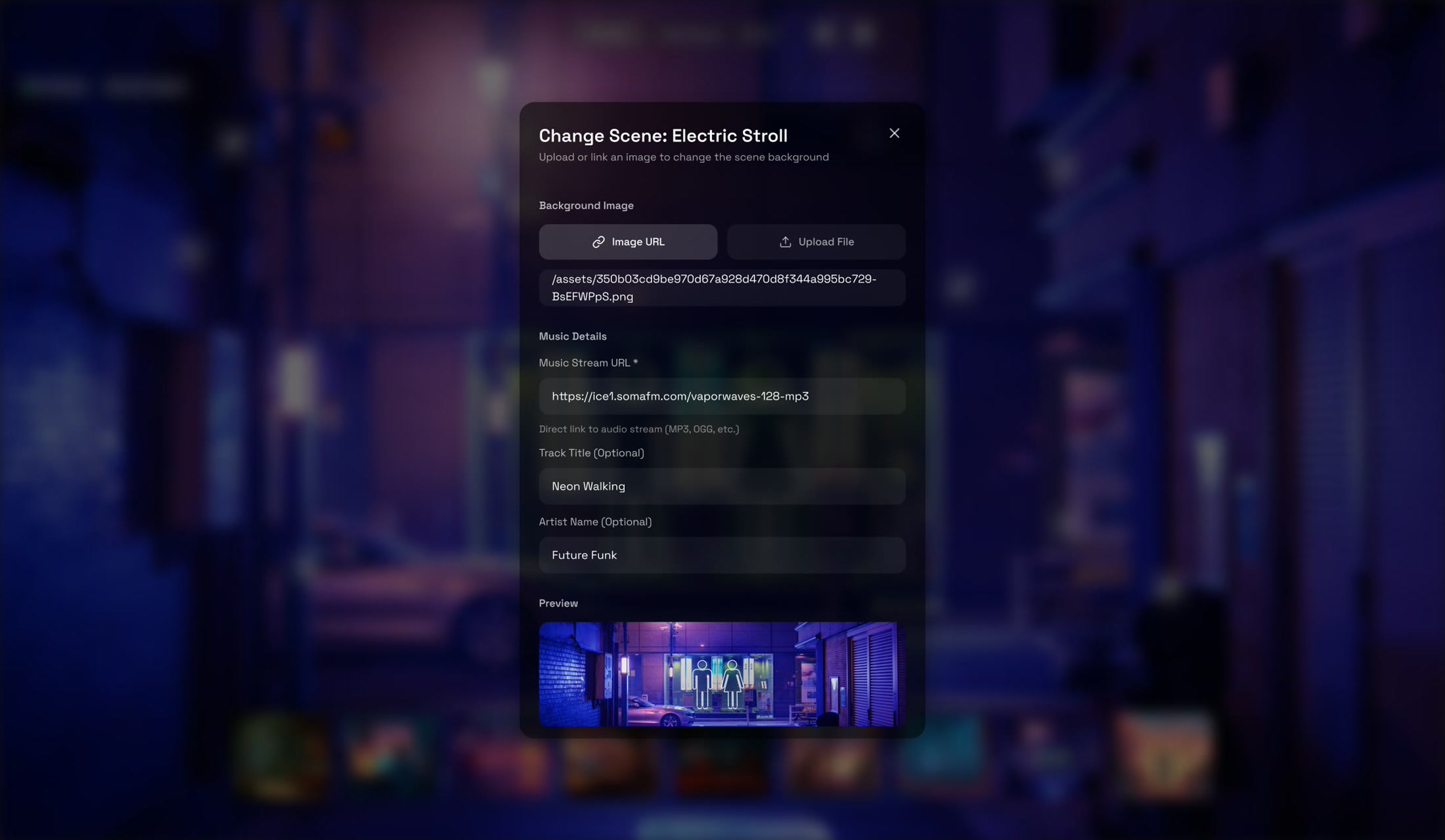 Vibe Preset scene picker in VibeCafe